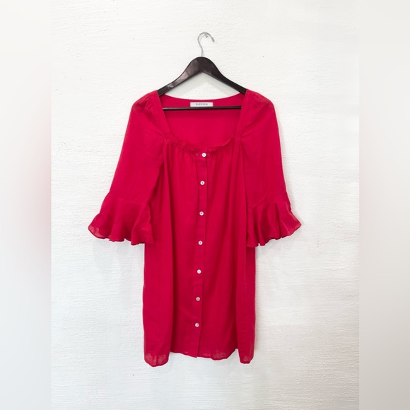 Sleeper Jane Linen Mini Dress Red - Picture 2 of 5